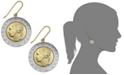 Italian Gold Vermeil and Sterling Silver Lira Coin Drop Earrings